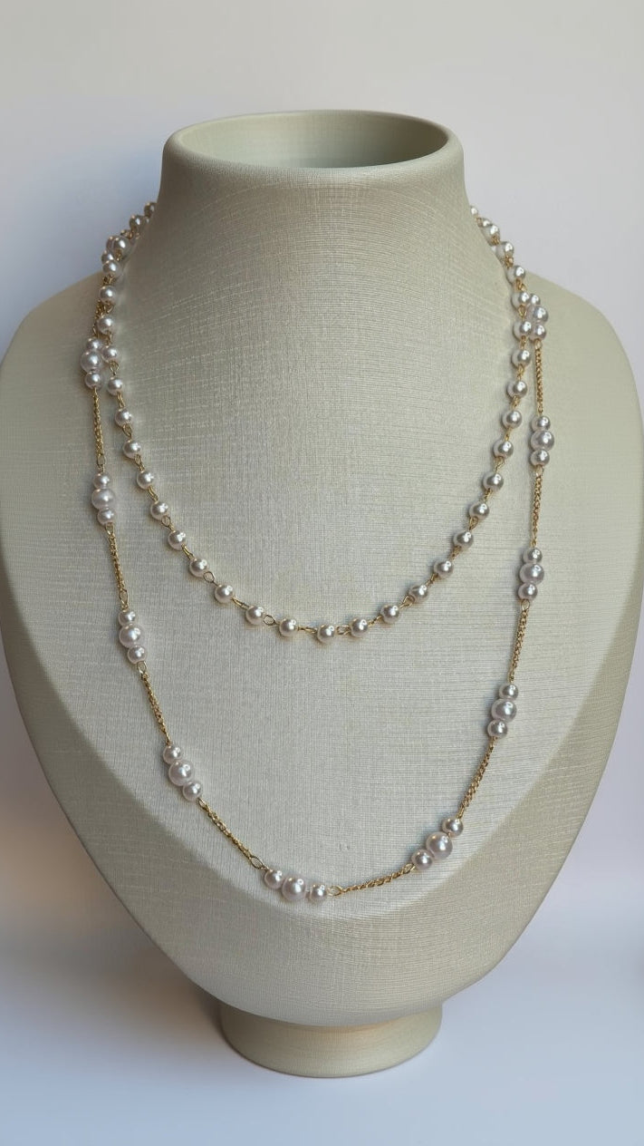 Collar Perlas Doble - Bañado en oro